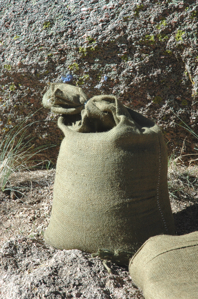 click to enlarge empty burlap bags