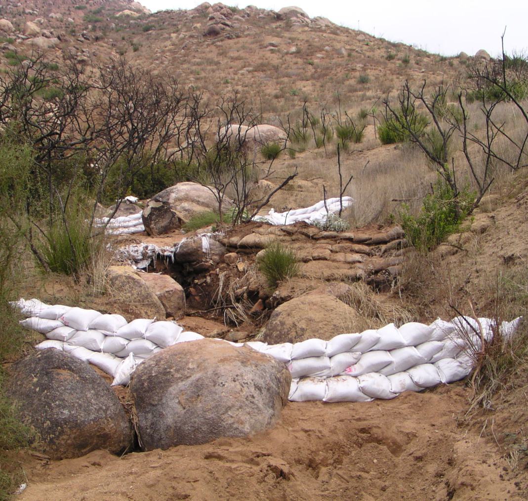 click to enlarge sandbag check dam